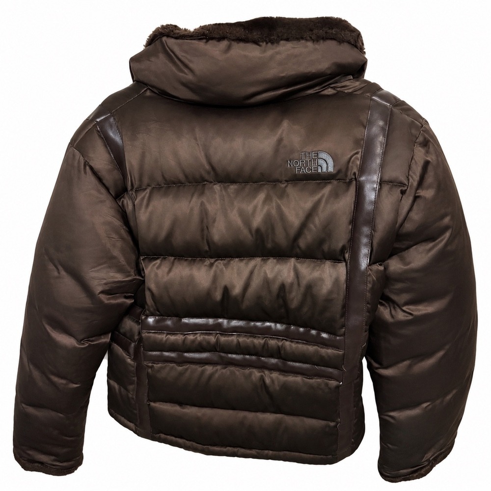 The North Face Women's Size Medium 550 Puffer Jacket Brown Sherling Y2K Coat - Picture 2 of 8